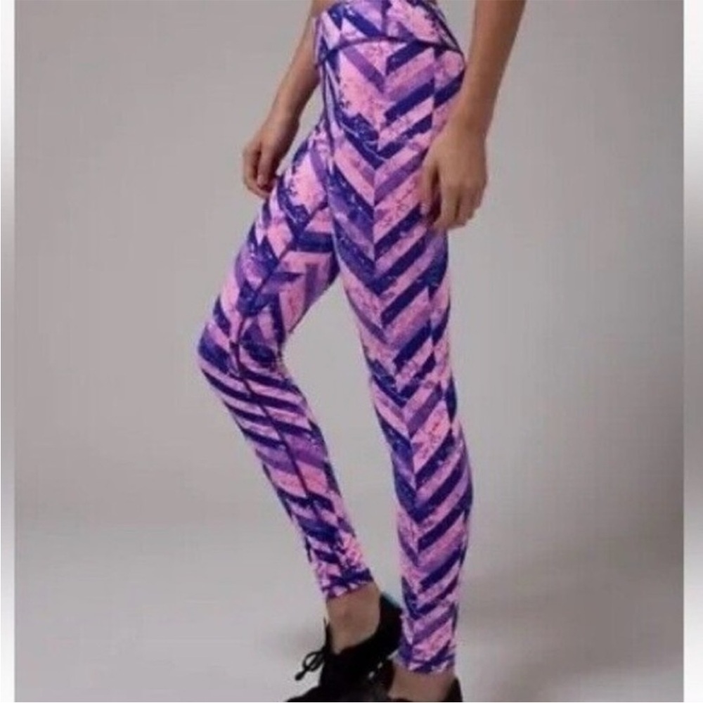Ivivva Sz 10 Printed Rhythmic Tights pink purple blue lululemon